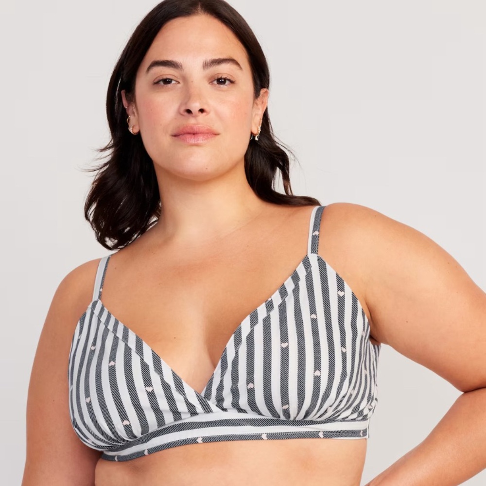 NWT Only by Old Navy Cross-Front Poplin Bralette in Blue Heart Size 2X
